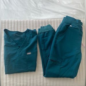 Figs scrub set- XS- Caribbean blue